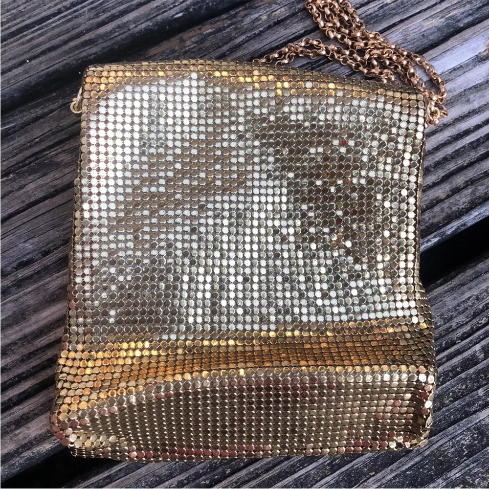 Whiting & Davis Gold Mesh Box Purse Evening Metal Clutch Bag Vintage 50s 60s - Picture 7 of 10